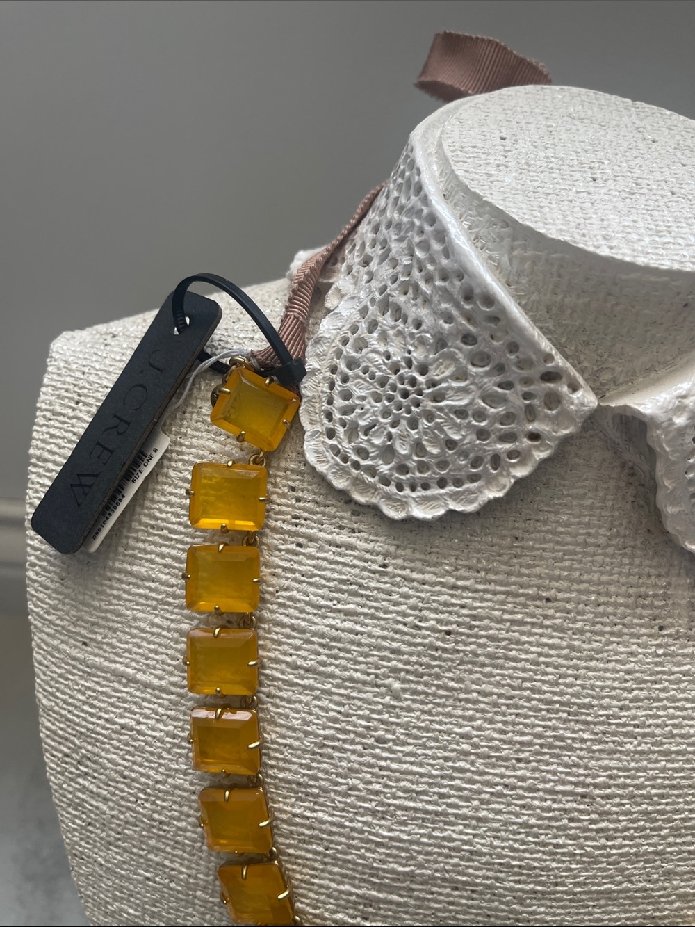 J.Crew Yellow Square Crystal Ribbon Tie Necklace - Picture 3 of 5
